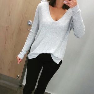 Abound Grey Knit Pullover V Neck Sweater